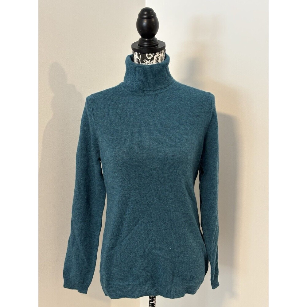 Charter Club Teal Blue Cashmere Basic Turtleneck L/S Retail $139 NWT W’s Medium